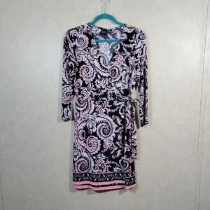2/$20 04124 BLACK Saks Fifth Avenue black, gray & pink knit dress 6